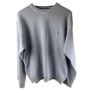 Tommy Hilfiger Light‎ Blue Tight Knit Pull Over Sweater 100% Cotton XL Men's